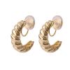 GRACE JUN Gold Color C Shape Hoop Clip on Earrings Women Silicone Cushion Non Pierced Ear Cuff Earrings (B52-60-Gold Clip-ons) view 1