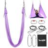 Yes4All Soft Tricot Fabric Aerial Yoga Hammock/Aerial Silks for Home Yoga, Increasing Strength, Flexibility and Balance, Suits All Levels (Complete kit included), A. Lavender view 1