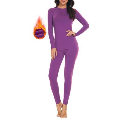 SIMIYA Thermal Underwear Set for Women Long Johns with Fleece Lined Long Sleeves Base Layer Set Top Bottom Purple