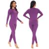 SIMIYA Thermal Underwear Set for Women Long Johns with Fleece Lined Long Sleeves Base Layer Set Top Bottom Purple view 2