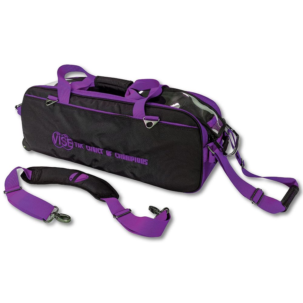 Vise Clear Top 3 Ball Tote Roller Bowling Bag Black/Purple