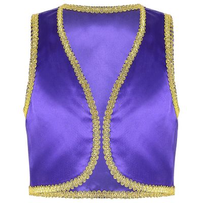 Moggemol Kids Boys Arabian Prince Outfit Sleeveless Vest Waistcoat Halloween Carnival Fancy Party Dress Up Purple 14 Years