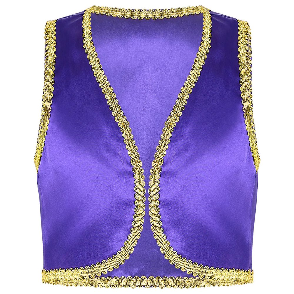 Moggemol Kids Boys Arabian Prince Outfit Sleeveless Vest Waistcoat Halloween Carnival Fancy Party Dress Up Purple 14 Years