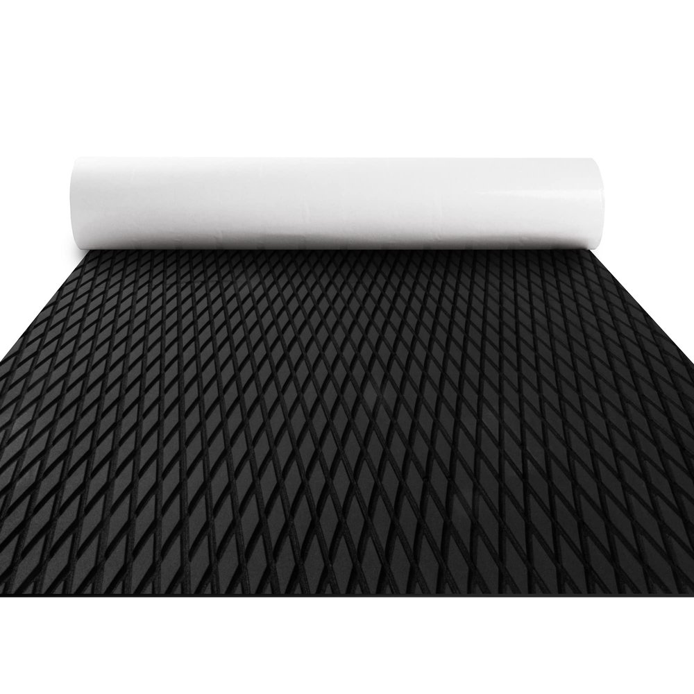 FOCEAN Boat Flooring EVA Foam Boat Decking Camo Marine Flooring Self-Adhesive Marine Mat for Motorboat RV Yacht Kayak, 94.5''x 23.6'', Black