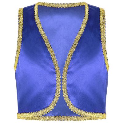 Moggemol Kids Boys Arabian Prince Outfit Sleeveless Vest Waistcoat Halloween Carnival Fancy Party Dress Up Blue 6 Years