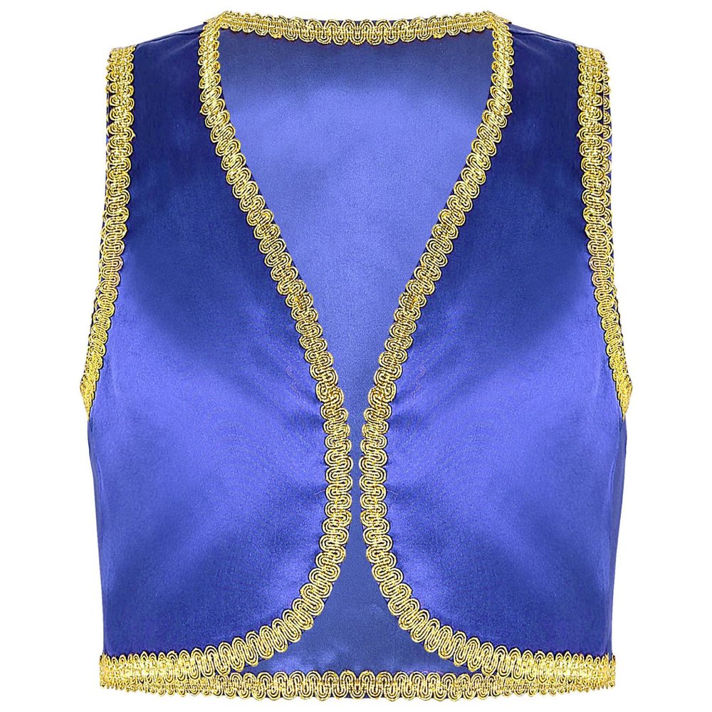 Moggemol Kids Boys Arabian Prince Outfit Sleeveless Vest Waistcoat Halloween Carnival Fancy Party Dress Up Blue 6 Years