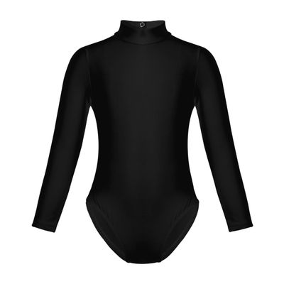 Jugaoge Kids Teen Girls Classic Gymnastics Ballet Dance Leotard Long Sleeve Bodysuit Tops Ballerina Dancewear Black 10-12 Years