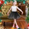 WLLHYF Girl Tutu Skirts,3Layers Tulle Sequin Star Ballet Dance Tutu Skirt Princess Christmas Skirt for Girl Toddler 2-8 Years (Black) view 3