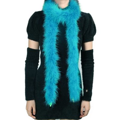 iHUFeather Marabou Feather Boa Natural Turkey Feathers 2 Yard 22g for DIY Crafts Wedding Party Women Costume Christmas Decoration, Aqua Blue