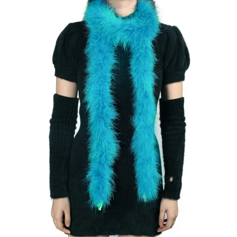 iHUFeather Marabou Feather Boa Natural Turkey Feathers 2 Yard 22g for DIY Crafts Wedding Party Women Costume Christmas Decoration, Aqua Blue