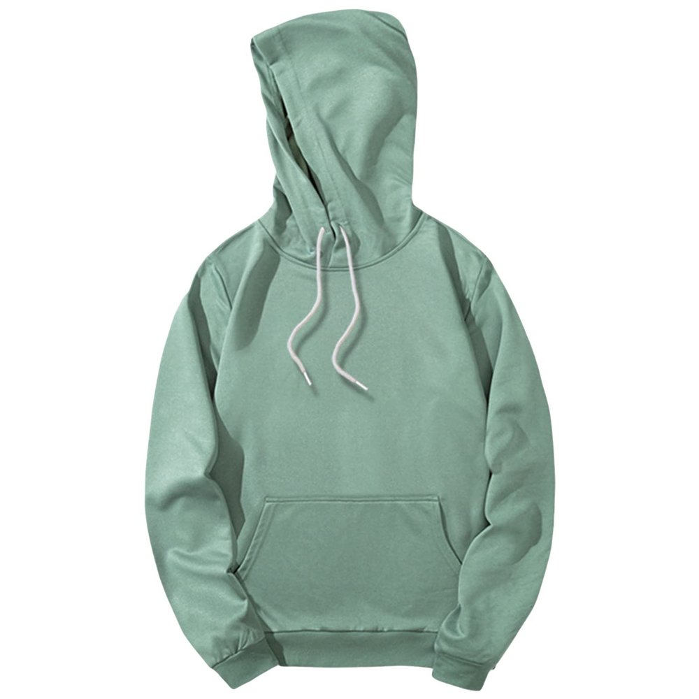 JEsilunmaMY Men's Casual Hoodies Long Sleeve Drawstring Sweatshirt with Pocket Solid Color Pullover Hooded Sweatshirts (Green,X-Large)