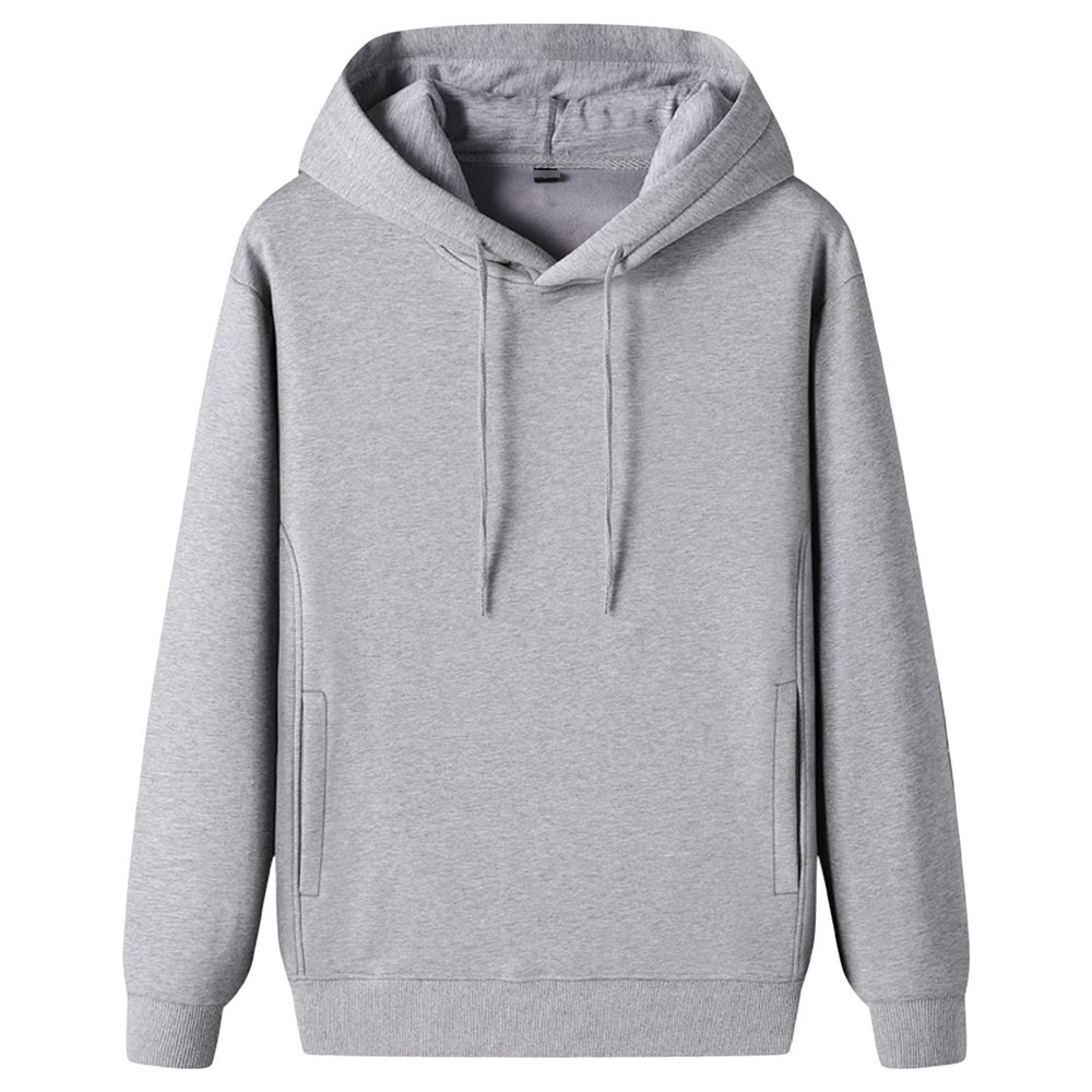 JEsilunmaMY Men's Casual Cotton Hoodies Fall Long Sleeve Crewneck Pullover Sweatshirt Solid Color Loose Sport Jumper Tops (Grey,XX-Large)