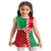 Hansber Kids Girls Boys Dance Leotard Dancewear Stripe Printed Tanks Top Bootyshort Christmas Festival Outfit Bodycon Green A 6 Years view 1