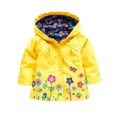 Winter Jacket Girls Hooded Flower Prints Toddler Outwear 1-5Years Old Kids Windproof Warm Winter (Yellow, 18-24 Months)