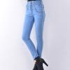 Maiyifu-GJ Women's High Waist Stretch Skinny Jeans Slim Fit 4 Button Denim Pants Solid Color Butt Lifting Jean Trouser (Light Blue,33) view 2
