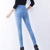 Maiyifu-GJ Women's High Waist Stretch Skinny Jeans Slim Fit 4 Button Denim Pants Solid Color Butt Lifting Jean Trouser (Light Blue,33) view 3