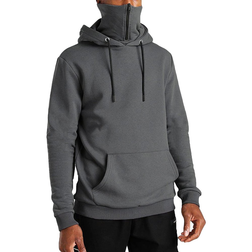 JEsilunmaMY Fleece Hoodies for Men Long Sleeve Drawstring Sweatshirt with Pocket Casual Cotton Sport Hooded Pullover Tops (Dark Grey,Large)