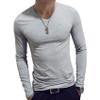 Hedmy Mens Long Sleeves Crew Neck Thermal Underwear Slim Fit Undershirt Base Layer Pullover Shirt Grey Medium view 1