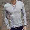 Hedmy Mens Long Sleeves Crew Neck Thermal Underwear Slim Fit Undershirt Base Layer Pullover Shirt Grey Medium view 2