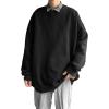 JEsilunmaMY Men's Oversized Sweatshirt Long Sleeve Crewneck Casual Pullover Tops Solid Color Loose Fitting Sweatshirts (Black,XX-Large) view 1