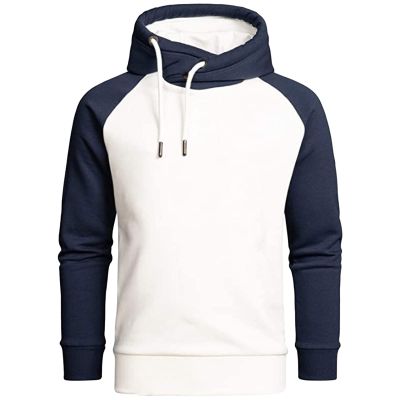 JEsilunmaMY Men's Fleece Sweatshirt Long Sleeve Casual Fashion Pullover Tops Plus Size Color Block Sports Fitness Hoodies (White,Medium)