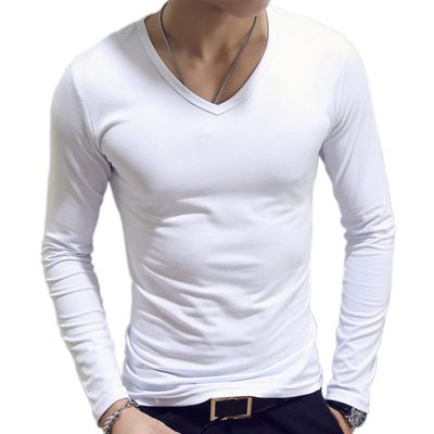 Hedmy Mens Long Sleeves Crew Neck Thermal Underwear Slim Fit Undershirt Base Layer Pullover Shirt White Medium