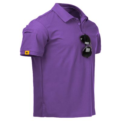 ZITY Mens Polo Shirt Short Sleeve Sports Tactical T-Shirt Athletic Golf Polos Daily Casual Stylish Collared Shirts for Men Violet XX-Large