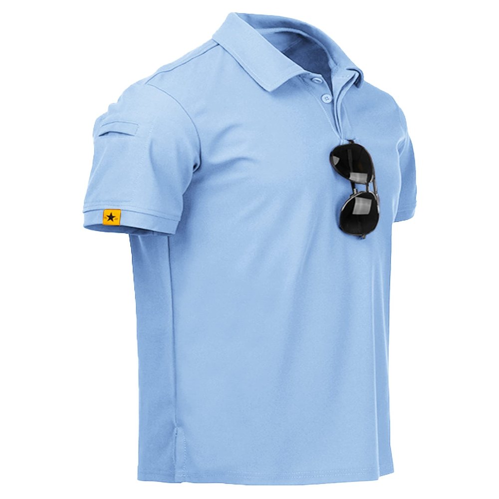 SCODI Mens Polo Shirts Performance Short Sleeve Tactical Shirts Athletic Golf Shirt for Men Daily Casual Collared T-Shirt Moon Blue XL