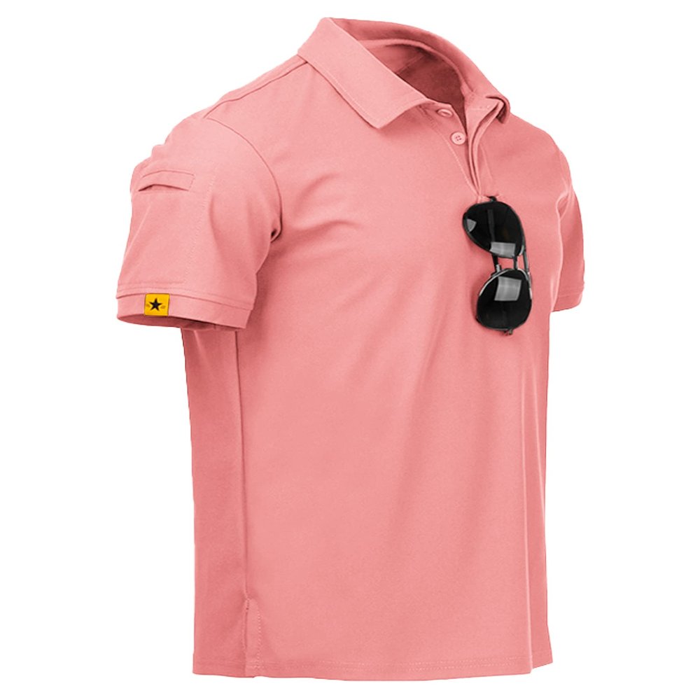 ZITY Mens Polo Shirt Short Sleeve Sports Tactical T-Shirt Athletic Golf Polos Daily Casual Stylish Collared Shirts for Men Coral Red 3X-Large