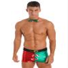 Yeahdor Men's Christmas Underwear Santa Claus Bowtie Low Rise Suspender Thong Holiday Shorts Red&Green XX-Large view 1