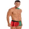 Yeahdor Men's Christmas Underwear Santa Claus Bowtie Low Rise Suspender Thong Holiday Shorts Red&Green XX-Large view 3