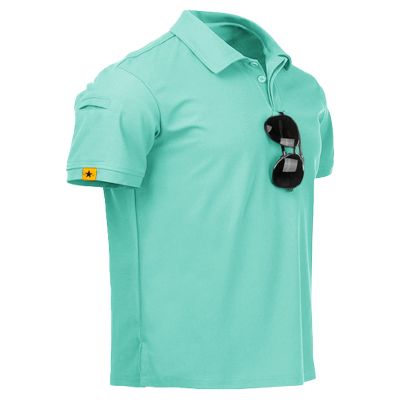 SCODI Mens Polo Shirts Performance Short Sleeve Tactical Shirts Athletic Golf Shirt for Men Daily Casual Collared T-Shirt Turquoise Blue M
