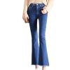 Maiyifu-GJ Women's High Waist Ankle Flare Denim Jeans Skinny Bell Bottom Pencil Denim Pants Destroyed Raw Hem Jean Trousers (Dark Blue,30) view 1