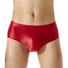Linjinx Men's Glossy Seamless Spandex Shorts Shiny Silky Smooth Bikini Thongs Gay Underwear Red Medium view 1