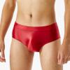 Linjinx Men's Glossy Seamless Spandex Shorts Shiny Silky Smooth Bikini Thongs Gay Underwear Red Medium view 2