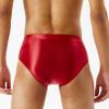 Linjinx Men's Glossy Seamless Spandex Shorts Shiny Silky Smooth Bikini Thongs Gay Underwear Red Medium view 4