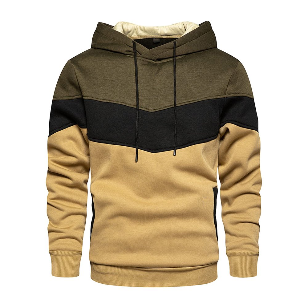 JEsilunmaMY Men's Color Block Hoodies Long Sleeve Pullover Sweatshirt Tops with Pocket Warm Thicken Fleece Casual Jumpers (Green,Medium)