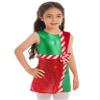 Hansber Kids Girls Boys Dance Leotard Dancewear Stripe Printed Tanks Top Bootyshort Christmas Festival Outfit Bodycon Green A 8 Years view 3