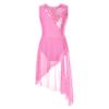 Loyan Girls Sequined Sleeveless Cutout Back Leotard Lyrical Dance Dress for Contemporary Ballet Modern Gymnastic Pink 12 Years view 2
