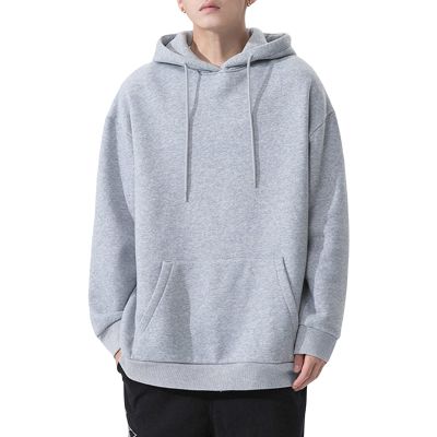 Men's Outdoor Hoodies Long Sleeve Casual Pullover Tops with Pocket Solid Color Loose Sport Jumper Sweatshirt (Light Grey,Small)