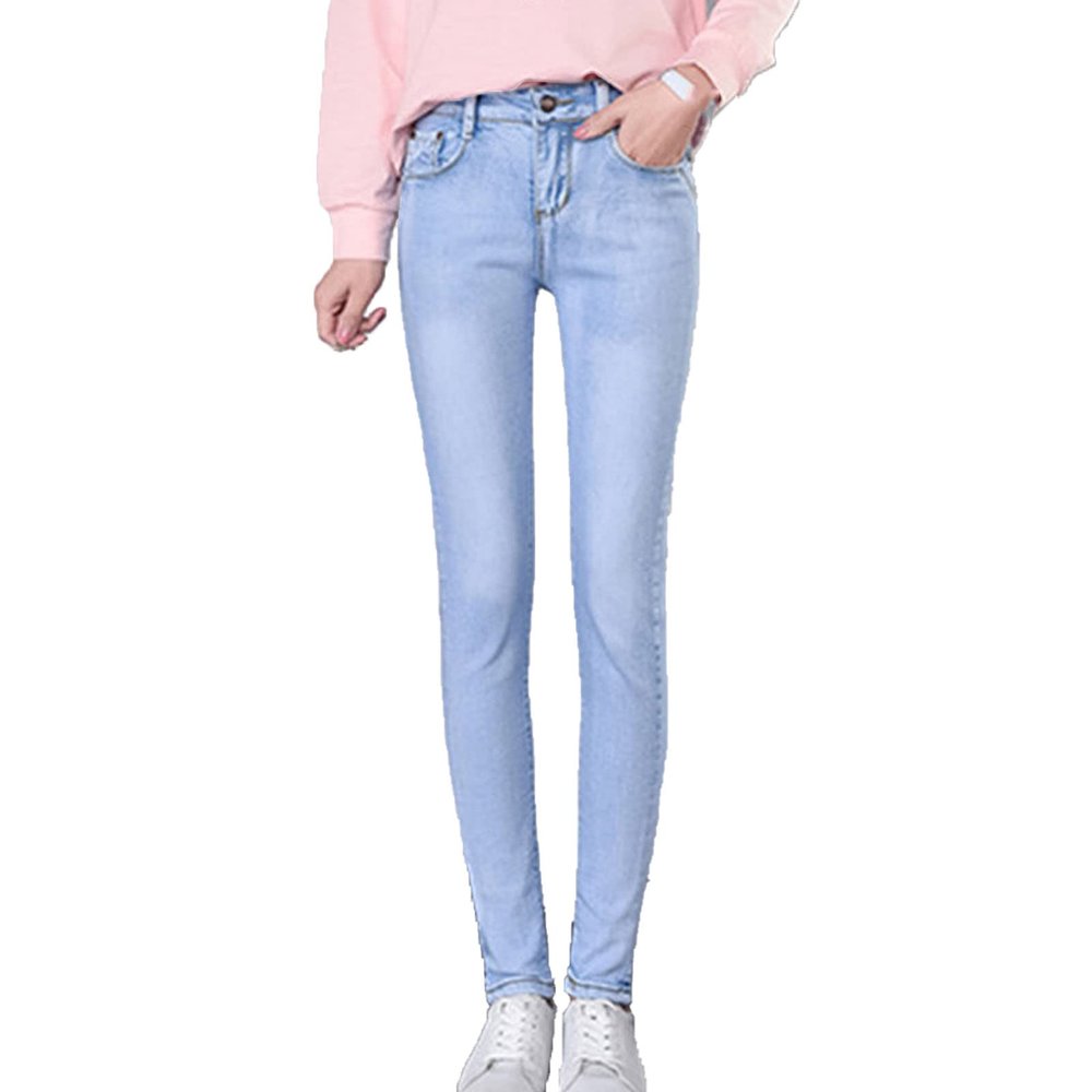 Maiyifu-GJ High Rise Skinny Pencil Jeans for Women Casual Slim Fit Butt Lifting Denim Pants Washed Stretch Jean Trousers (Light Blue,34)