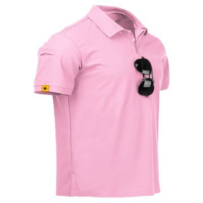 SCODI Mens Polo Shirts Performance Short Sleeve Tactical Shirts Athletic Golf Shirt for Men Daily Casual Collared T-Shirt Pin 2XL Pink