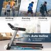 GYMAX Folding Treadmill with 4.75HP, 15% Auto Incline, App Control & Bluetooth Speaker, Portable Self-Standing with Pules Sensor for Home Gym view 2