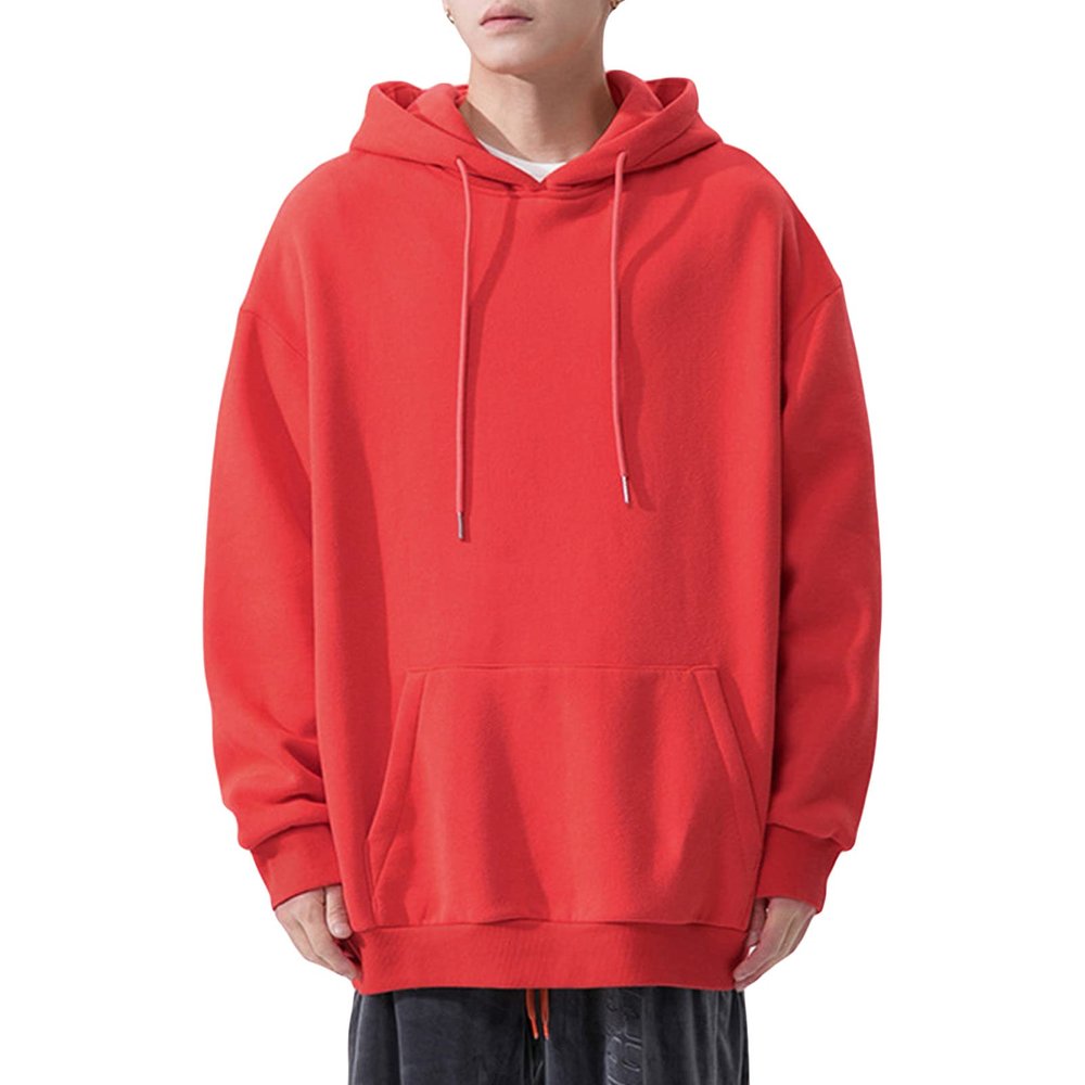 JEsilunmaMY Men's Outdoor Hoodies Long Sleeve Casual Pullover Tops with Pocket Solid Color Loose Sport Jumper Sweatshirt (Orange,4X-Large)