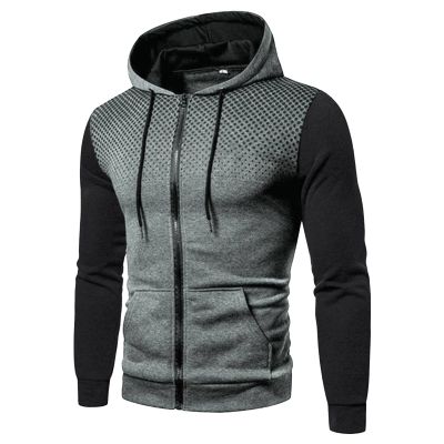 JEsilunmaMY Men's Casual Hoodie Zip Up Long Sleeve Fashion Sweatshirt Jacket Slim Fit Print Outdoor Workout Sweaters Coat (Grey,X-Large)