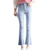 Maiyifu-GJ Women's High Waist Ankle Flare Denim Jeans Skinny Bell Bottom Pencil Denim Pants Destroyed Raw Hem Jean Trousers (Light Blue,28) view 1