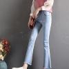 Maiyifu-GJ Women's High Waist Ankle Flare Denim Jeans Skinny Bell Bottom Pencil Denim Pants Destroyed Raw Hem Jean Trousers (Light Blue,28) view 2