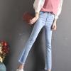 Maiyifu-GJ Women's High Waist Ankle Flare Denim Jeans Skinny Bell Bottom Pencil Denim Pants Destroyed Raw Hem Jean Trousers (Light Blue,28) view 4