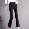 Maiyifu-GJ Women's High Waist Ankle Flare Denim Jeans Skinny Bell Bottom Pencil Denim Pants Destroyed Raw Hem Jean Trousers (Black,29) view 2