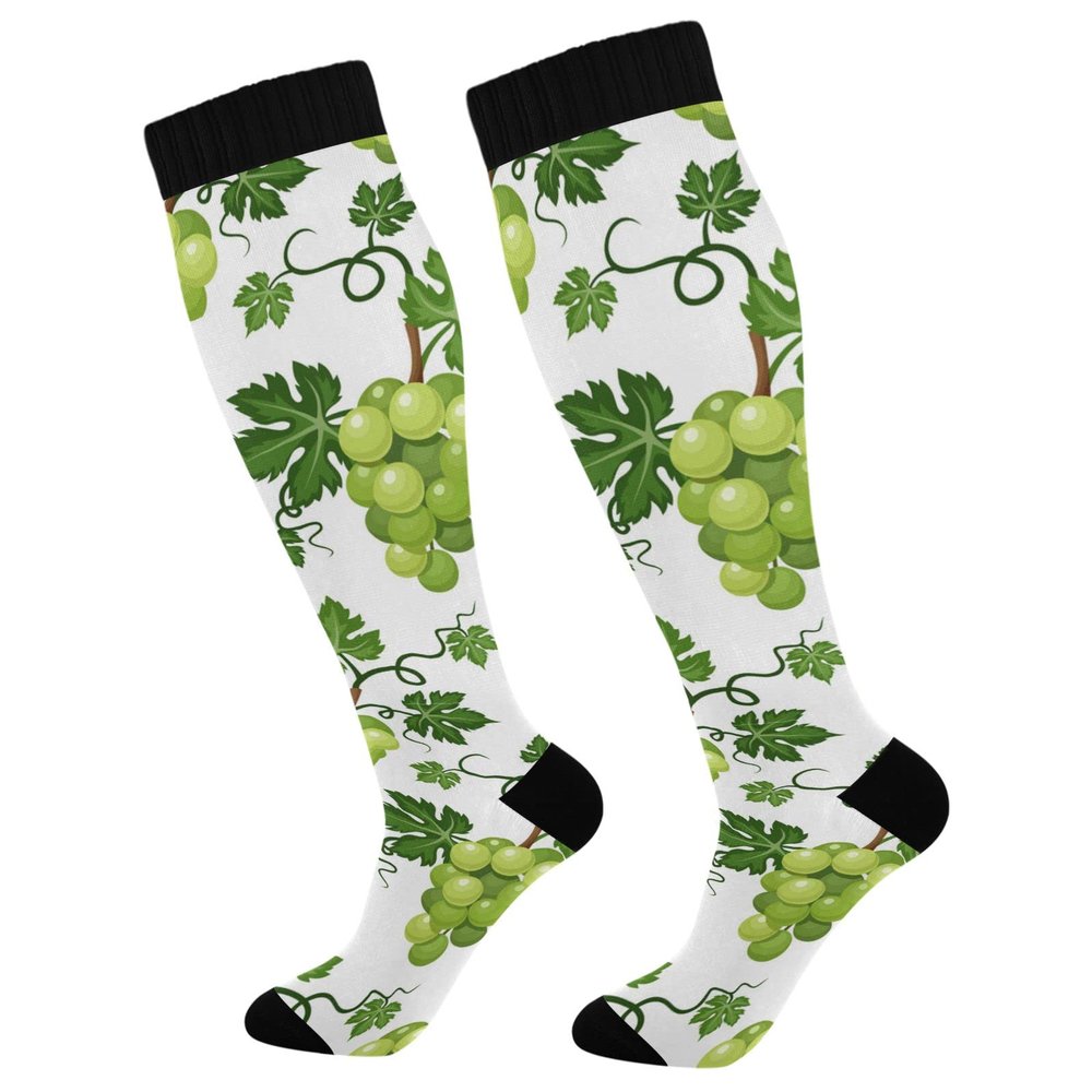 Wusikd Green Grapes Compression Socks for Women and Men Circulation Long Socks for Athletic Running 1